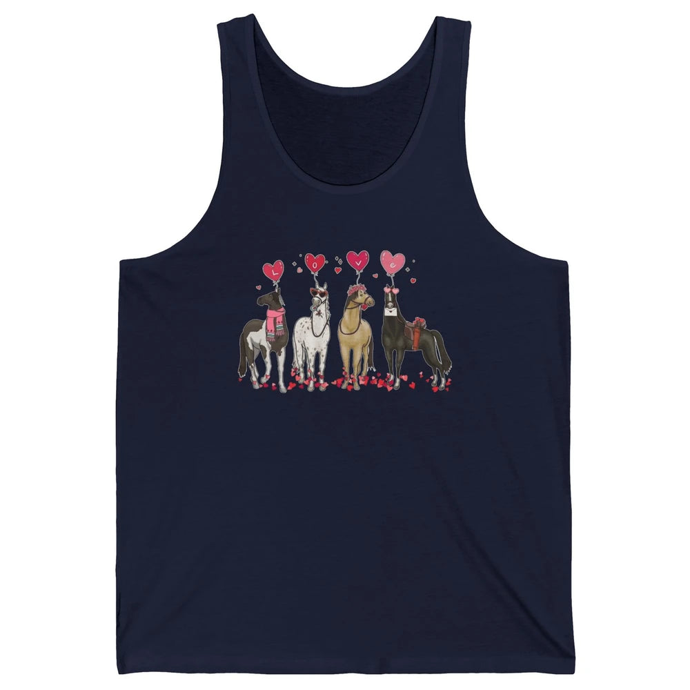 Cute Horse Valentine's Day Horses Cowgirl Rodeo Howdy Western Country Heart Love Balloon Unisex Jersey Tank