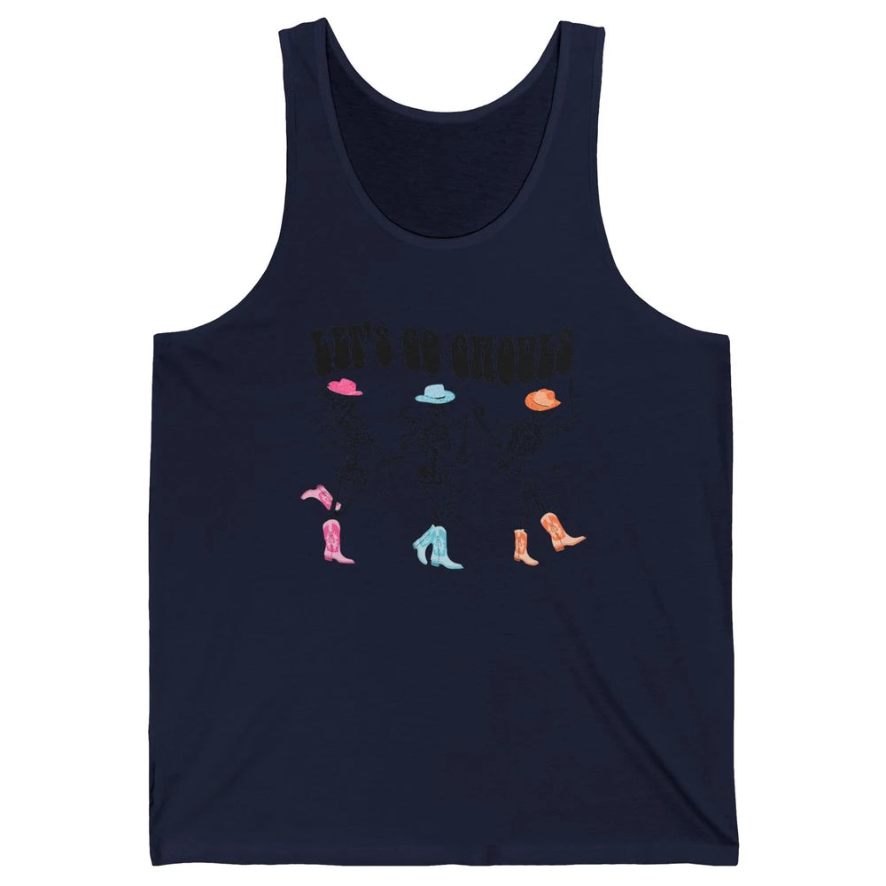 Dancing Skeleton Cowboy Let's Go Ghouls Western Halloween Unisex Jersey Tank