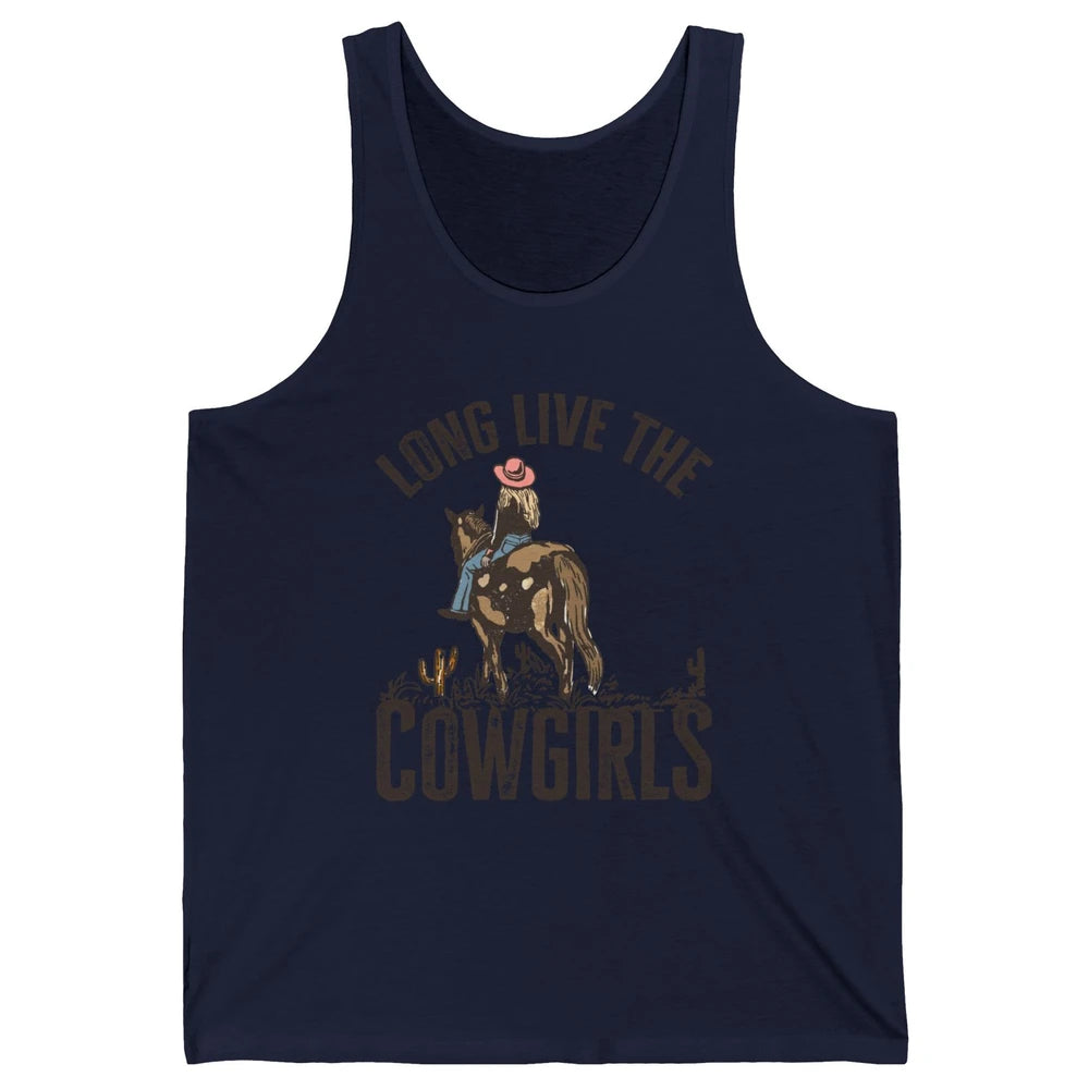 Retro Long Live The Cowgirls Horseback Rider Western Country Unisex Jersey Tank