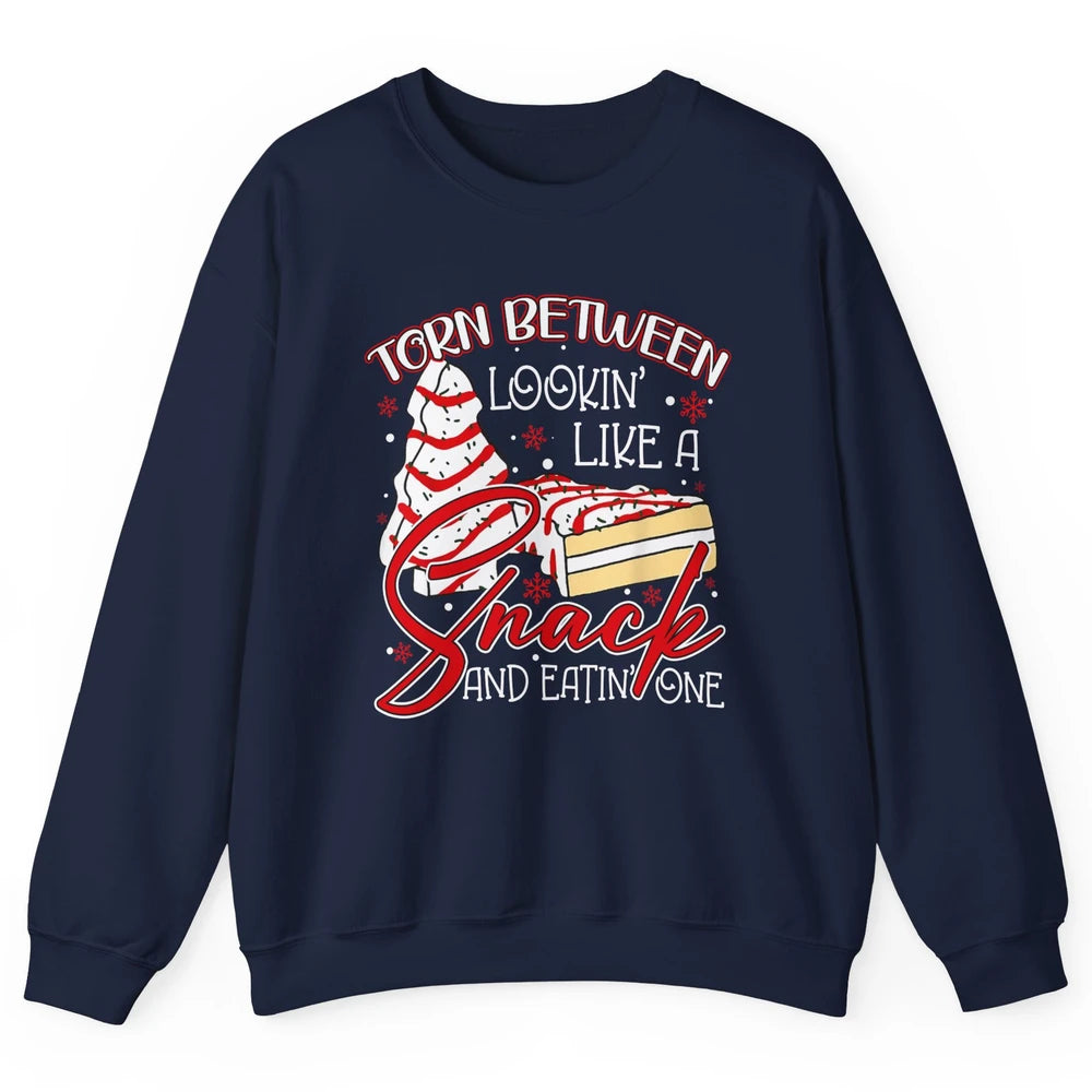 Christmas Tree Cake Torn Between Look Like a Snack Eat One Unisex Crewneck Sweatshirt