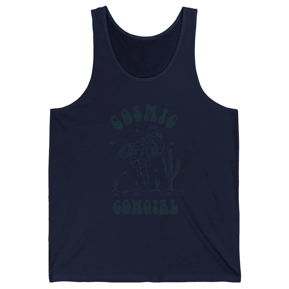 Retro Cowgirl In Space Cosmic Cowboy Western Country Cowgirl Unisex Jersey Tank