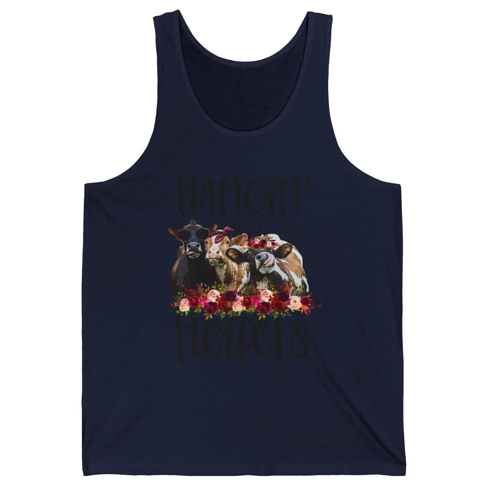 Funny Floral Heifer Hanging With My Heifer Cow Castle Farmer Unisex Jersey Tank