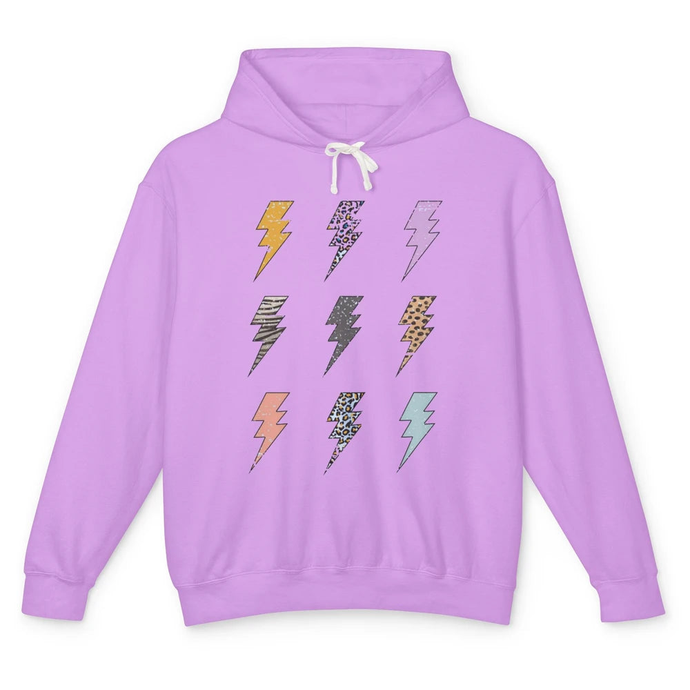 Preppy Lightning Bolt Colorful Leopard Cheetah Western Retro Unisex Lightweight Hoodie