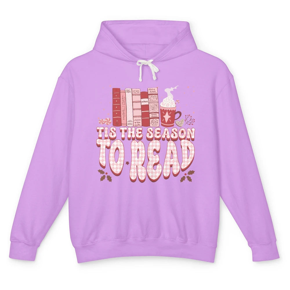 Tis The Season To Read Retro Christmas Book Reader Book Nerd Unisex Lightweight Hoodie