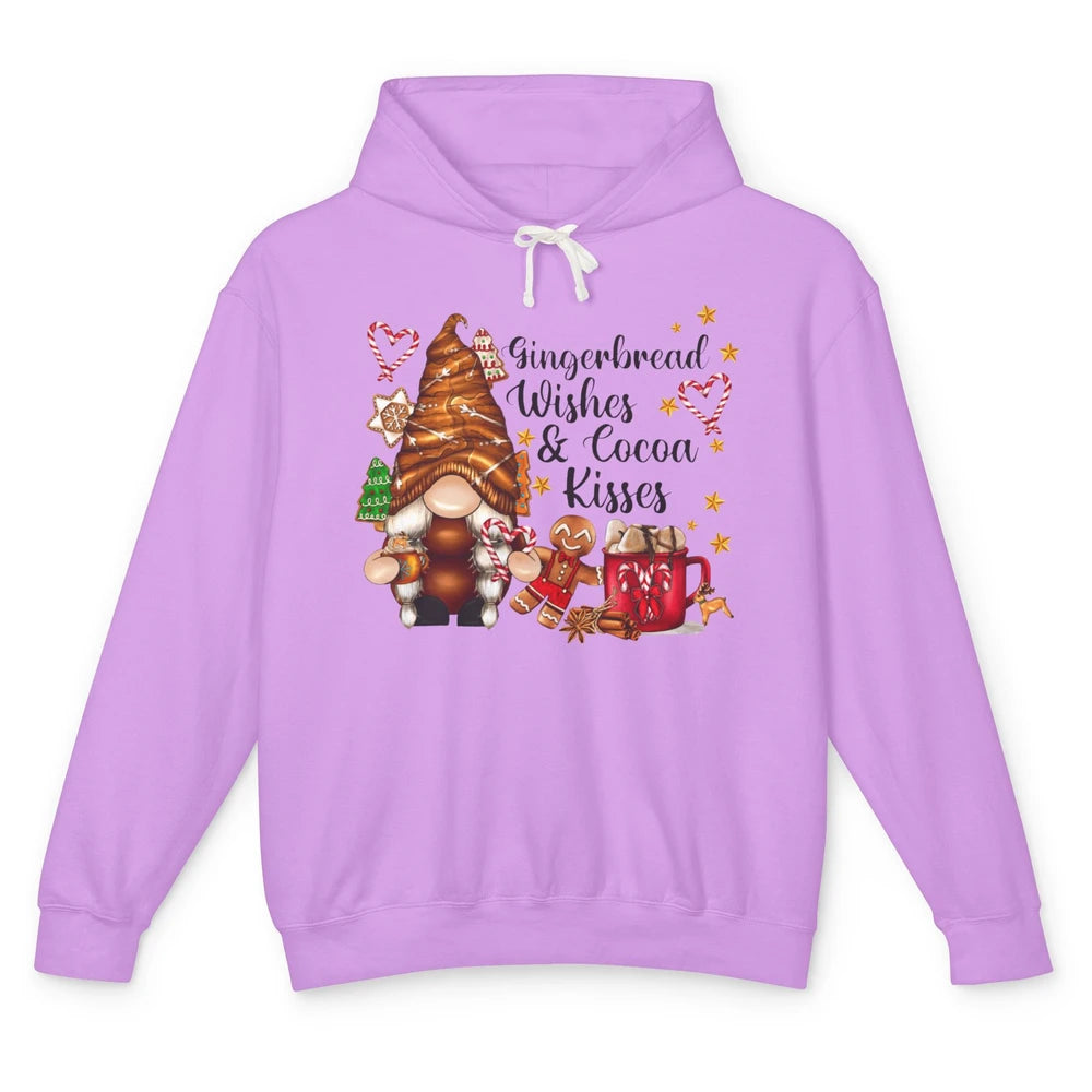 Retro Christmas Gnome Gingerbread Wishes and Cocoa Kisses Unisex Lightweight Hoodie