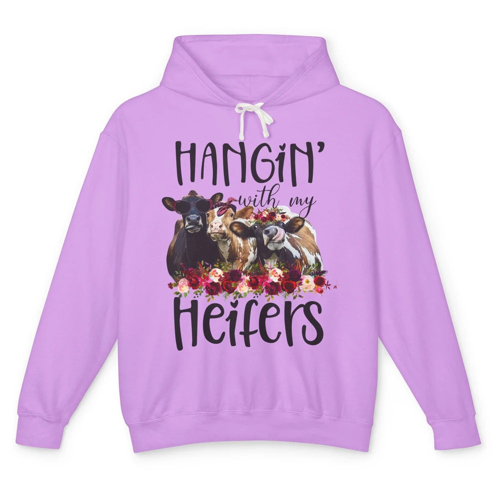 Funny Floral Heifer Hanging With My Heifer Cow Castle Farmer Unisex Lightweight Hoodie