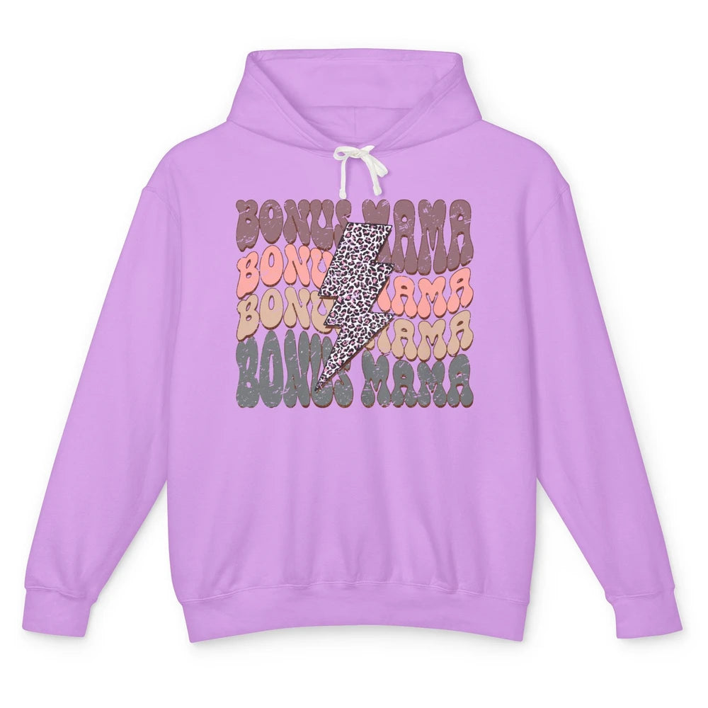 Retro Bonus Mama Leopard Lightning Bolt Western Stepmother Unisex Lightweight Hoodie