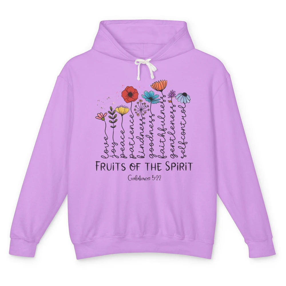 Flower Christian Fruits Of The Spirit Bible Verse Religious Unisex Lightweight Hoodie
