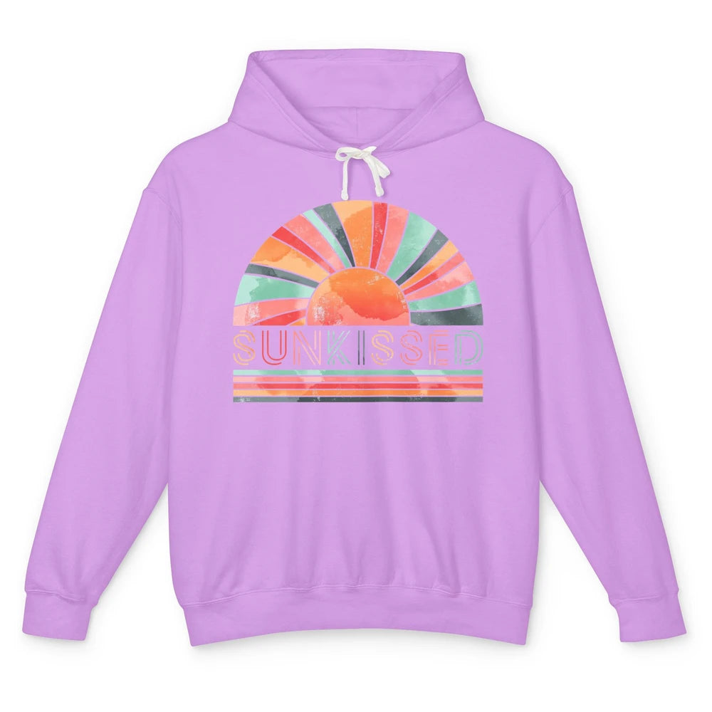 Retro Rainbow Sunkissed Summer Beach Life Vintage Boho Unisex Lightweight Hoodie