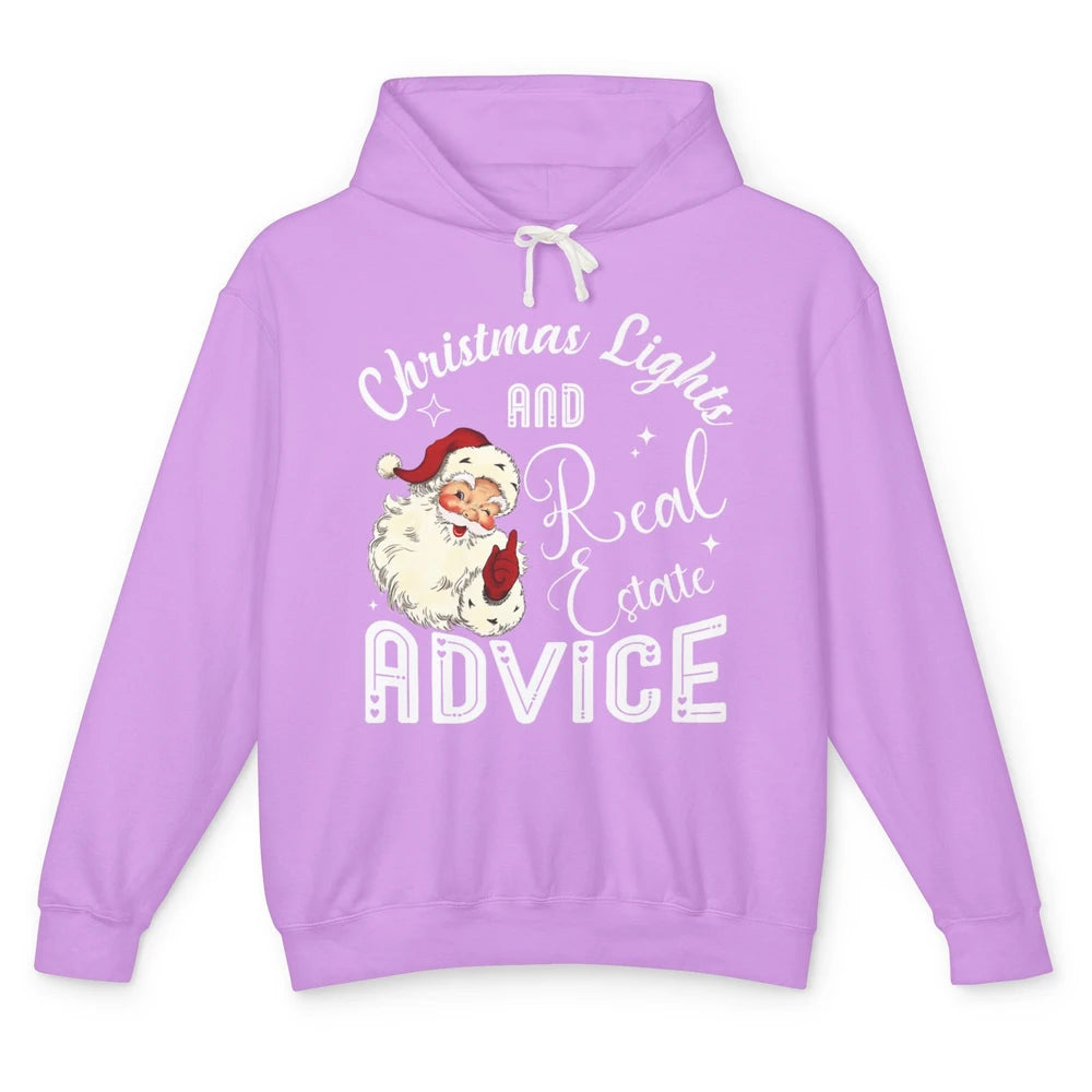 Merry Christmas Xmas Lights Santa Realtor Real Estate Advice Unisex Lightweight Hoodie