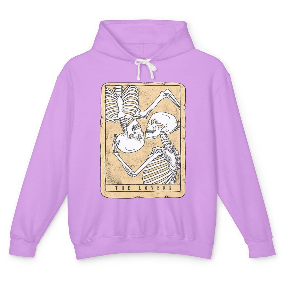 Tarot Card The Lovers Skeleton Couple Funny Skull Vintage Astrology Gothic Happy Valentine's Day Unisex Lightweight Hoodie