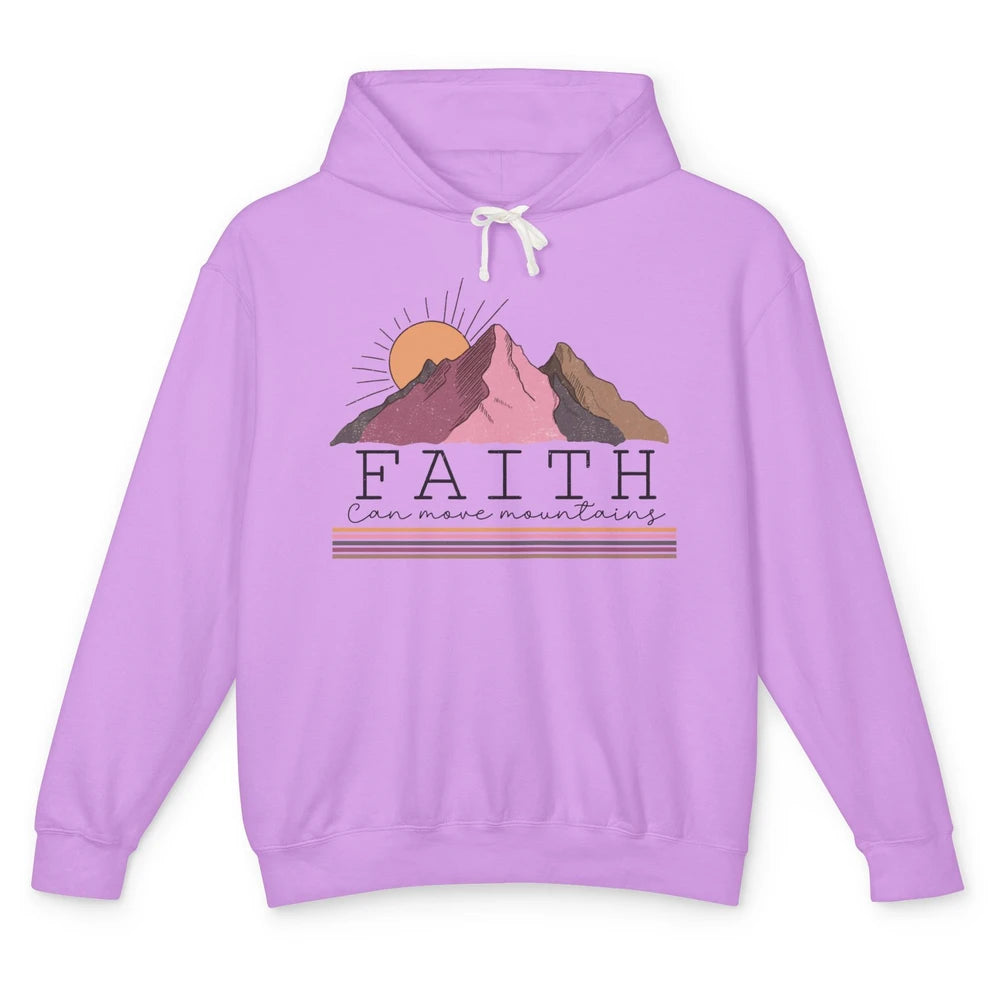 Faith Can Move Mountains Retro Christian Bible Verse Jesus Unisex Lightweight Hoodie