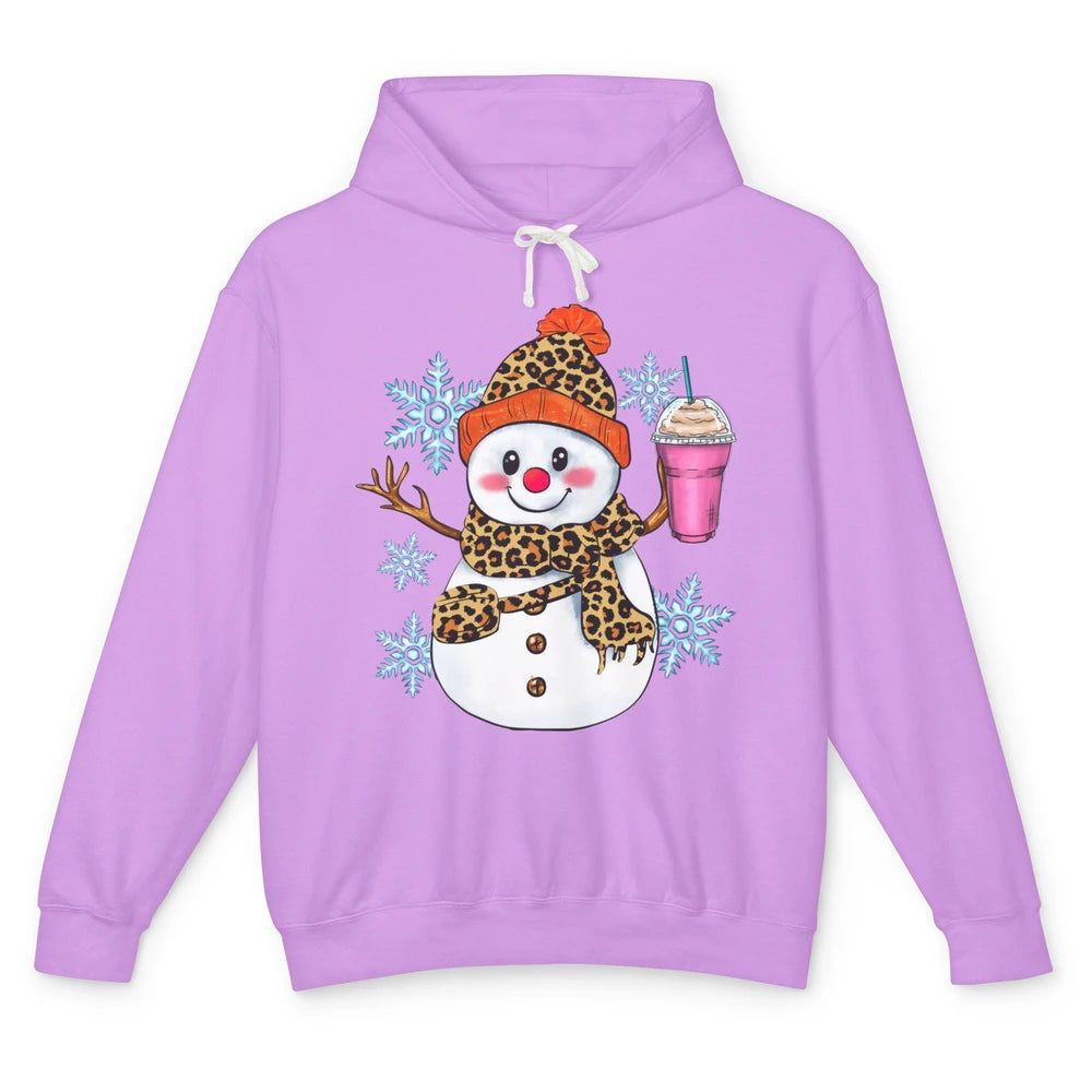 Retro Leopard Christmas Bougie Snowman Boojee Winter Holiday Unisex Lightweight Hoodie