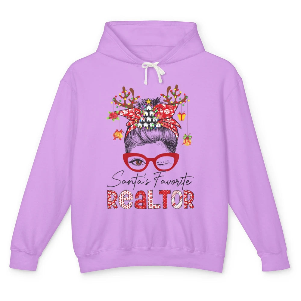 Merry Christmas Xmas Santa Messy Hair Realtor Real Estate Unisex Lightweight Hoodie