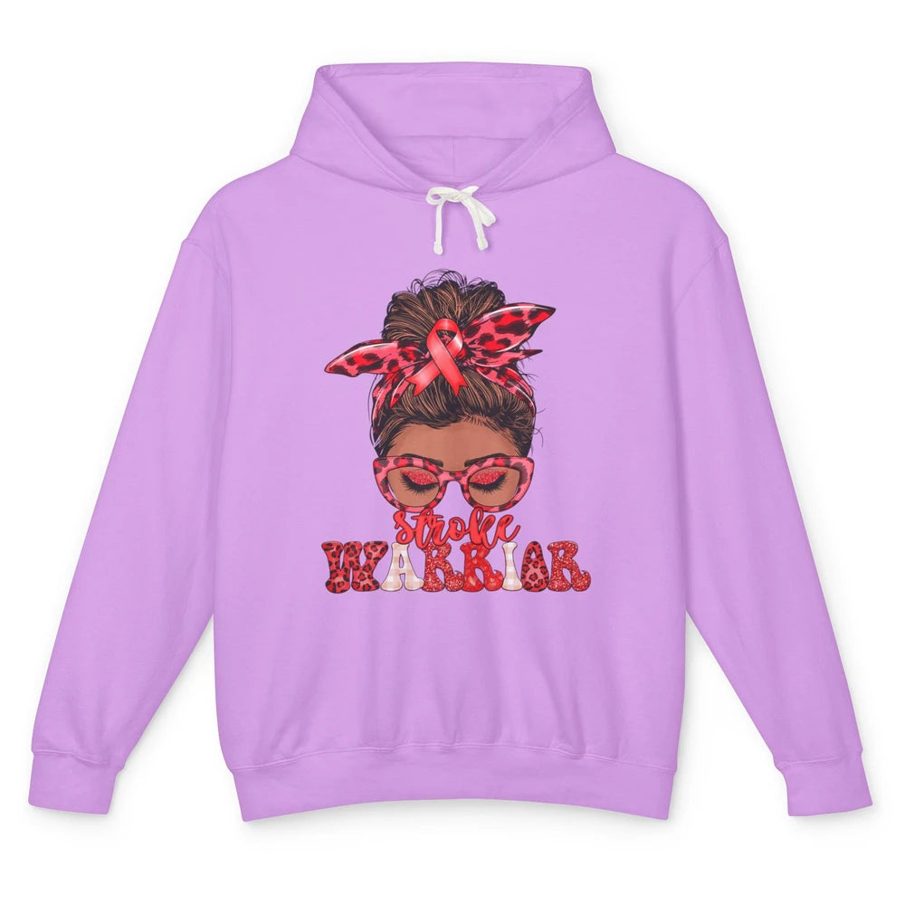 Afro Messy Hair Bun Black Women Warrior Red Stroke Awareness Unisex Lightweight Hoodie