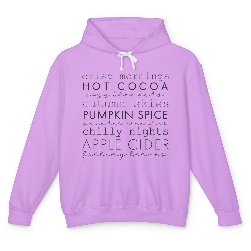 Fall Gift Sweater Weather Apple Cider Falling Leaves Autumn Unisex Lightweight Hoodie