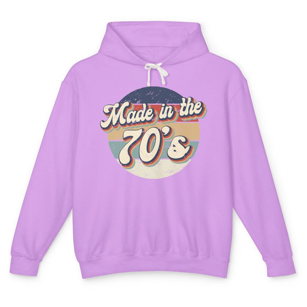 Retro Vintage Made In The 70's 1970s Born Birthday Day Gift Unisex Lightweight Hoodie