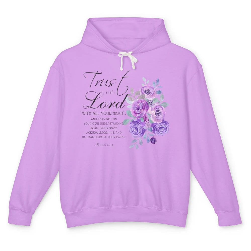 Floral Christian Trust In The Lord With All Heart Religious Unisex Lightweight Hoodie