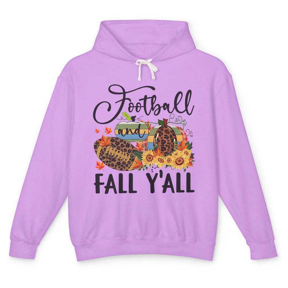 Football And Fall Y'all Leopard Pumpkin Autumn Thanksgiving Unisex Lightweight Hoodie