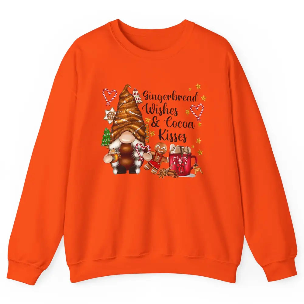 Retro Christmas Gnome Gingerbread Wishes and Cocoa Kisses Unisex Crewneck Sweatshirt