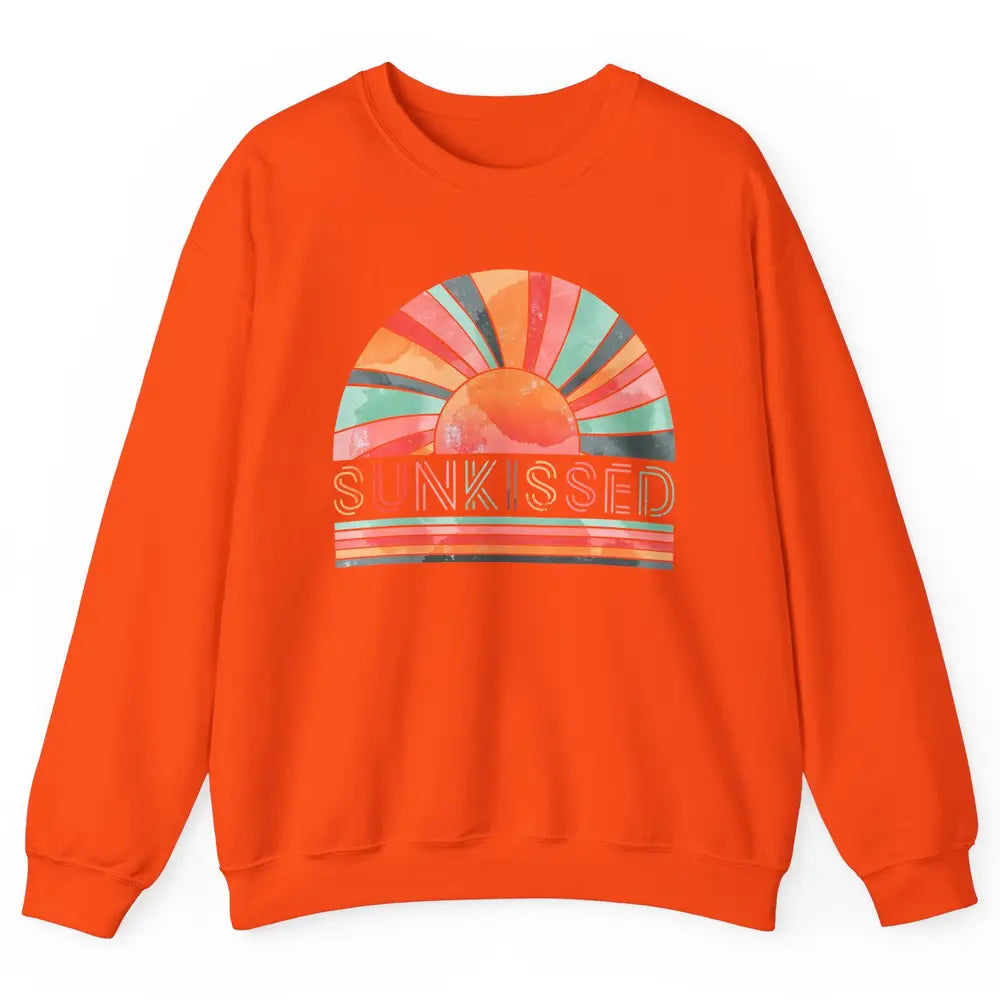 Retro Rainbow Sunkissed Summer Beach Life Vintage Boho Unisex Crewneck Sweatshirt