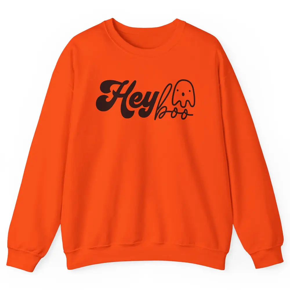 Funny Ghost Hey Boo Pumpkin Halloween Autumn Thanksgiving Unisex Crewneck Sweatshirt
