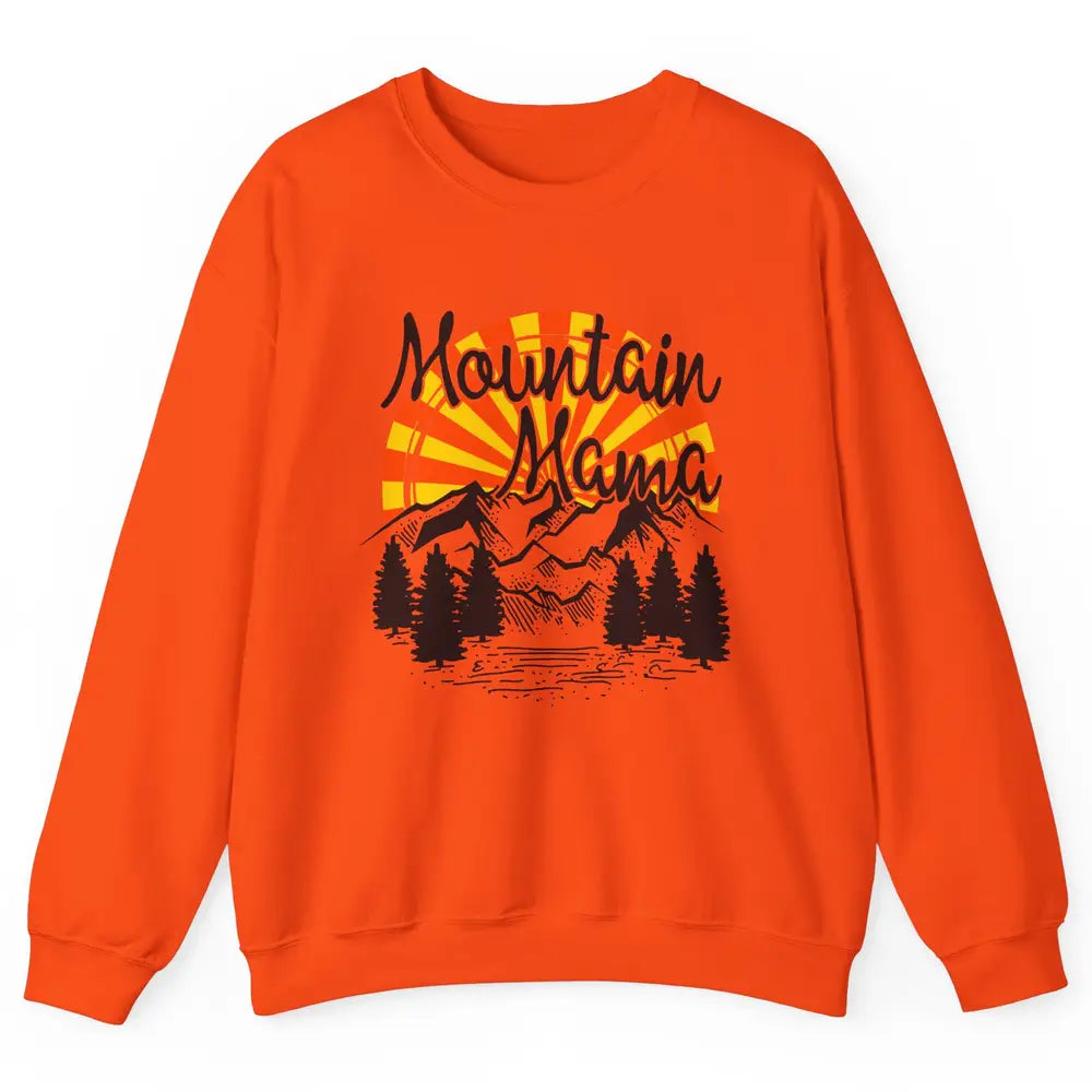 Retro Rainbow Sunset Mountain Mama Hiking Mom Climbing Unisex Crewneck Sweatshirt