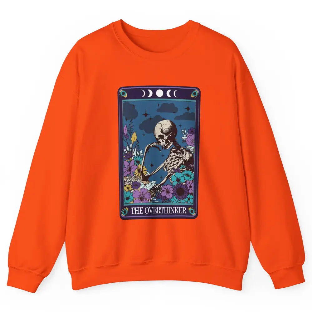 Floral Skeleton The Overthinker Tarot Card Halloween Costume Unisex Crewneck Sweatshirt