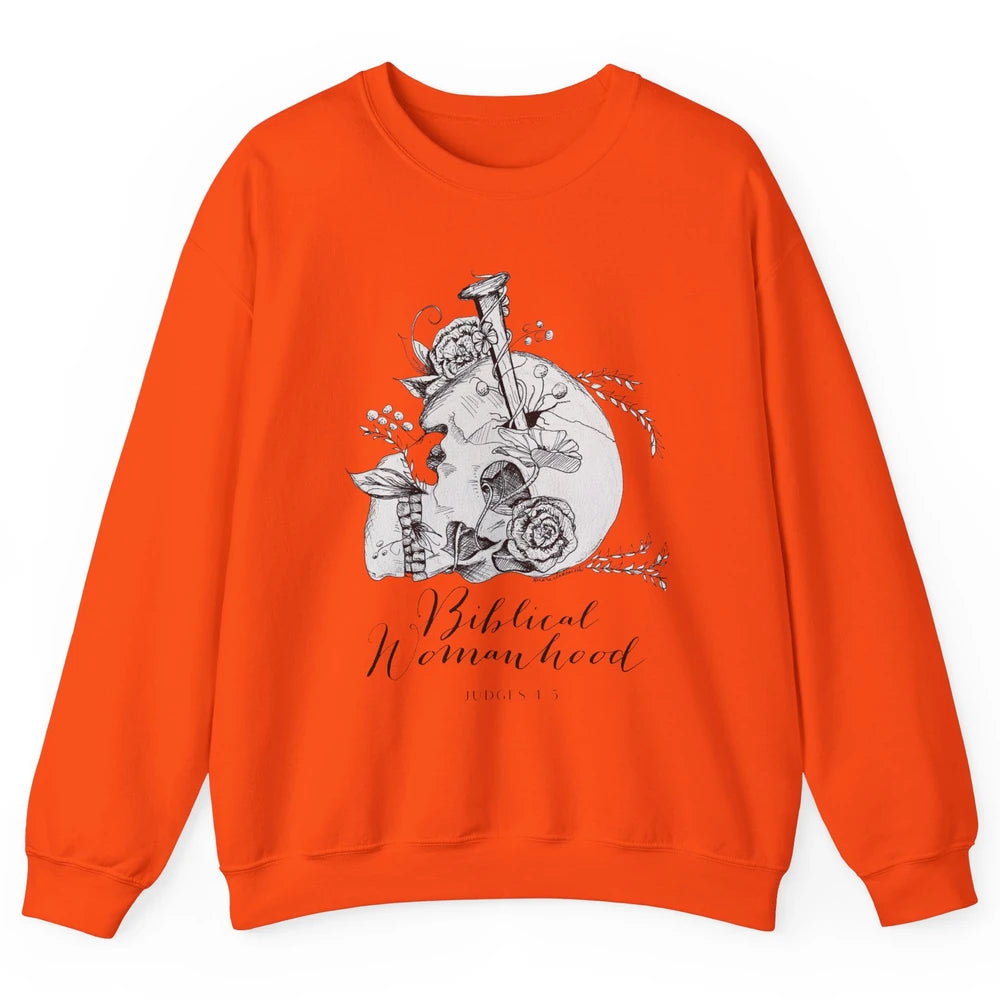 Biblical Womanhood Skull Floral Bible God Women Feminism Unisex Crewneck Sweatshirt