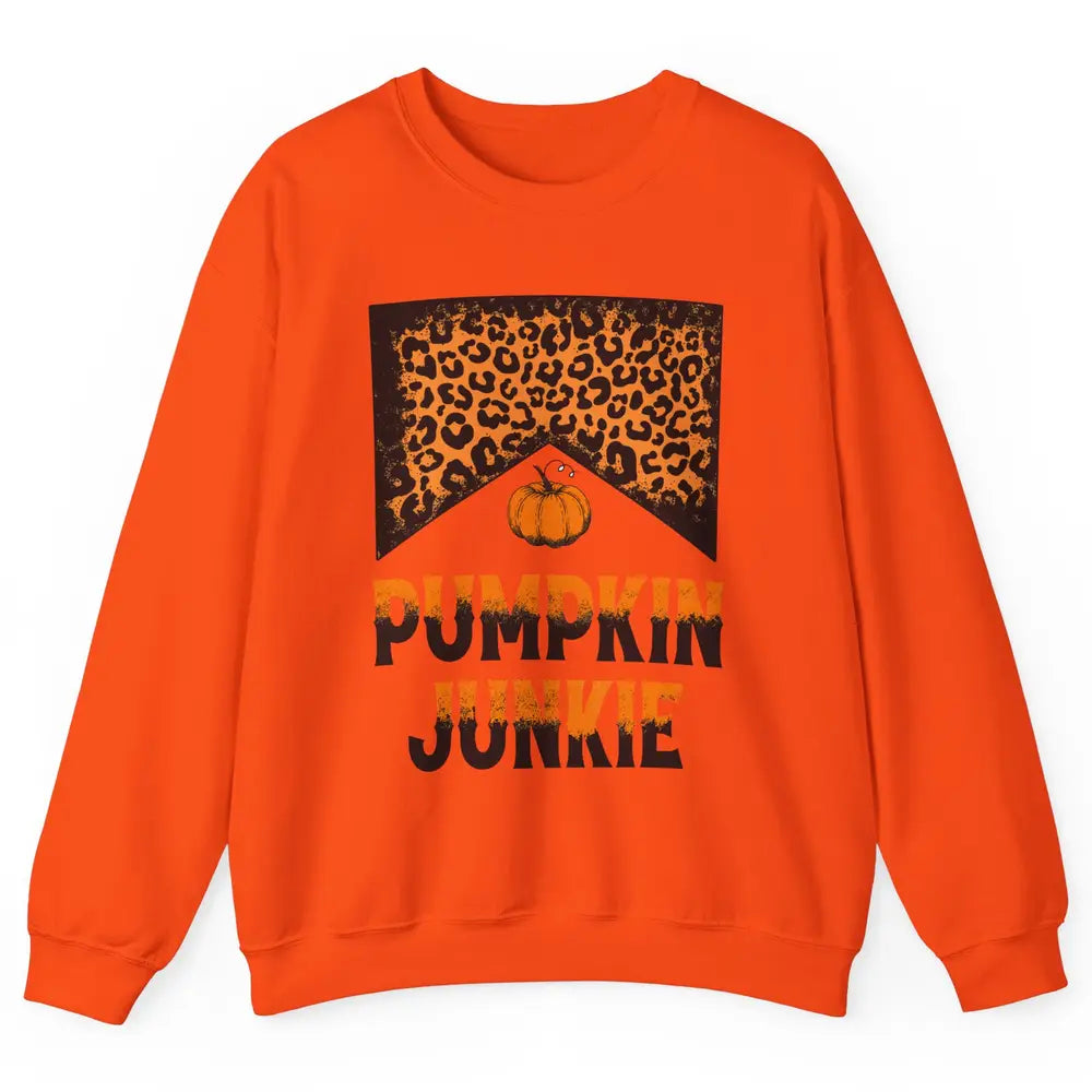 Retro Pumpkin Junkie Leopard Thanksgiving Western Country Unisex Crewneck Sweatshirt