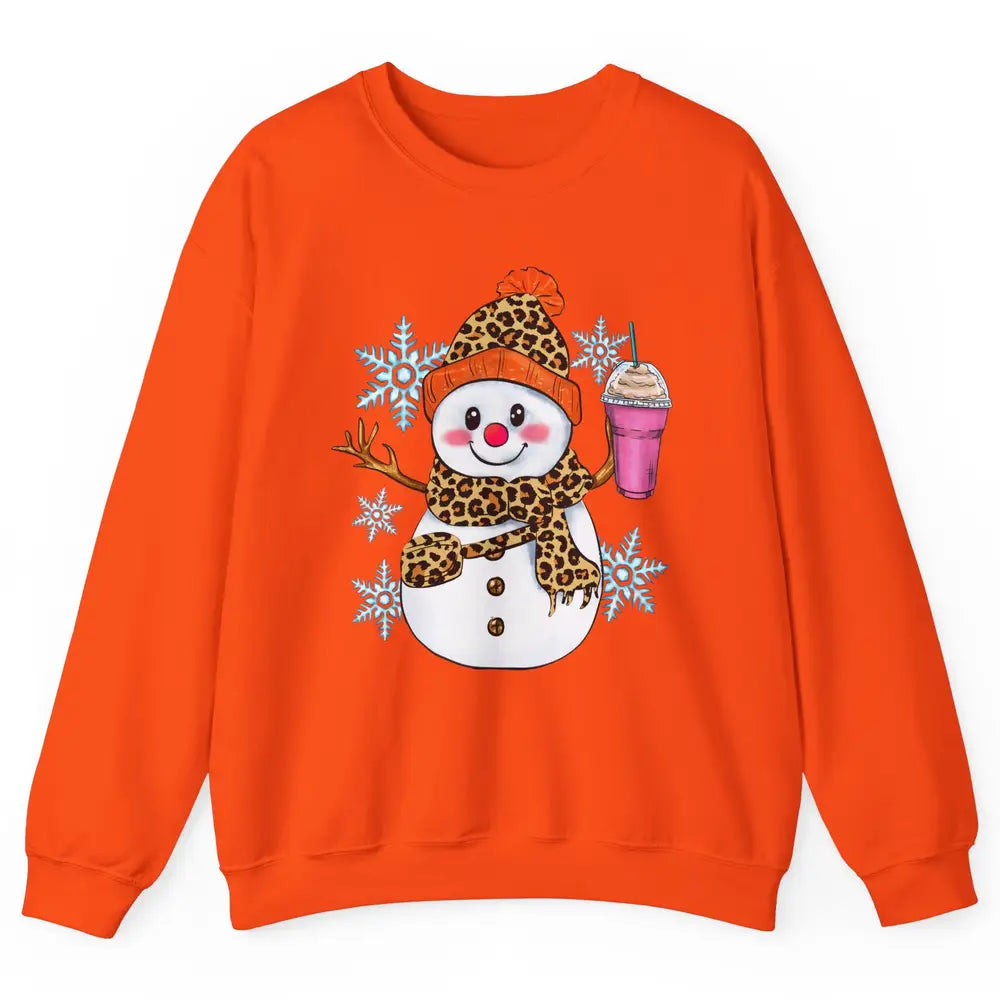 Retro Leopard Christmas Bougie Snowman Boojee Winter Holiday Unisex Crewneck Sweatshirt