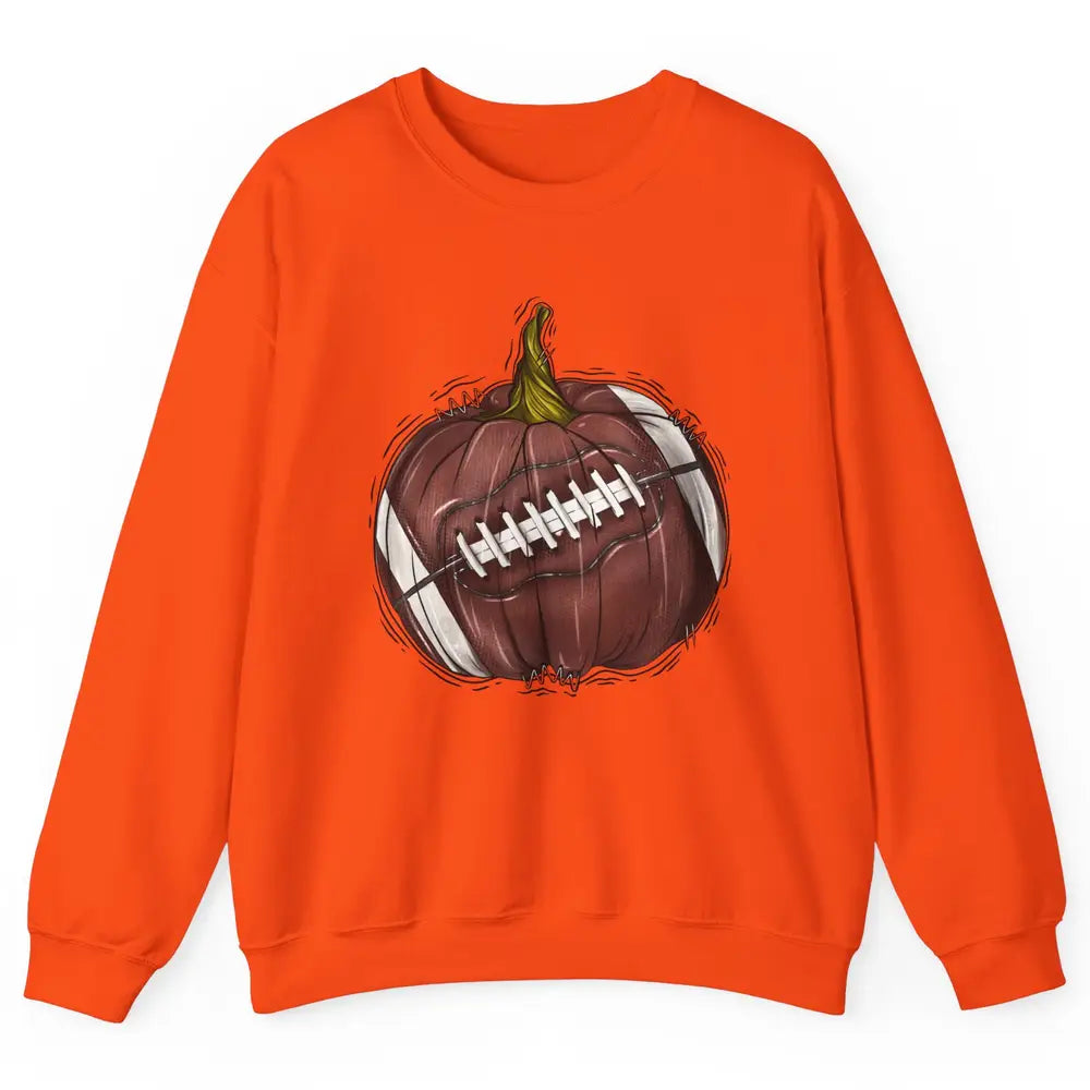 Football Pumpkin Tis The Season Fall Leaves Autumn Halloween Unisex Crewneck Sweatshirt
