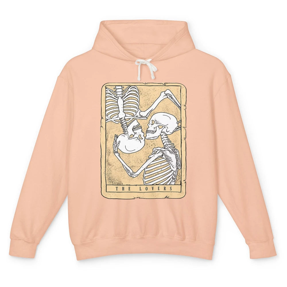 Tarot Card The Lovers Skeleton Couple Funny Skull Vintage Astrology Gothic Happy Valentine's Day Unisex Lightweight Hoodie