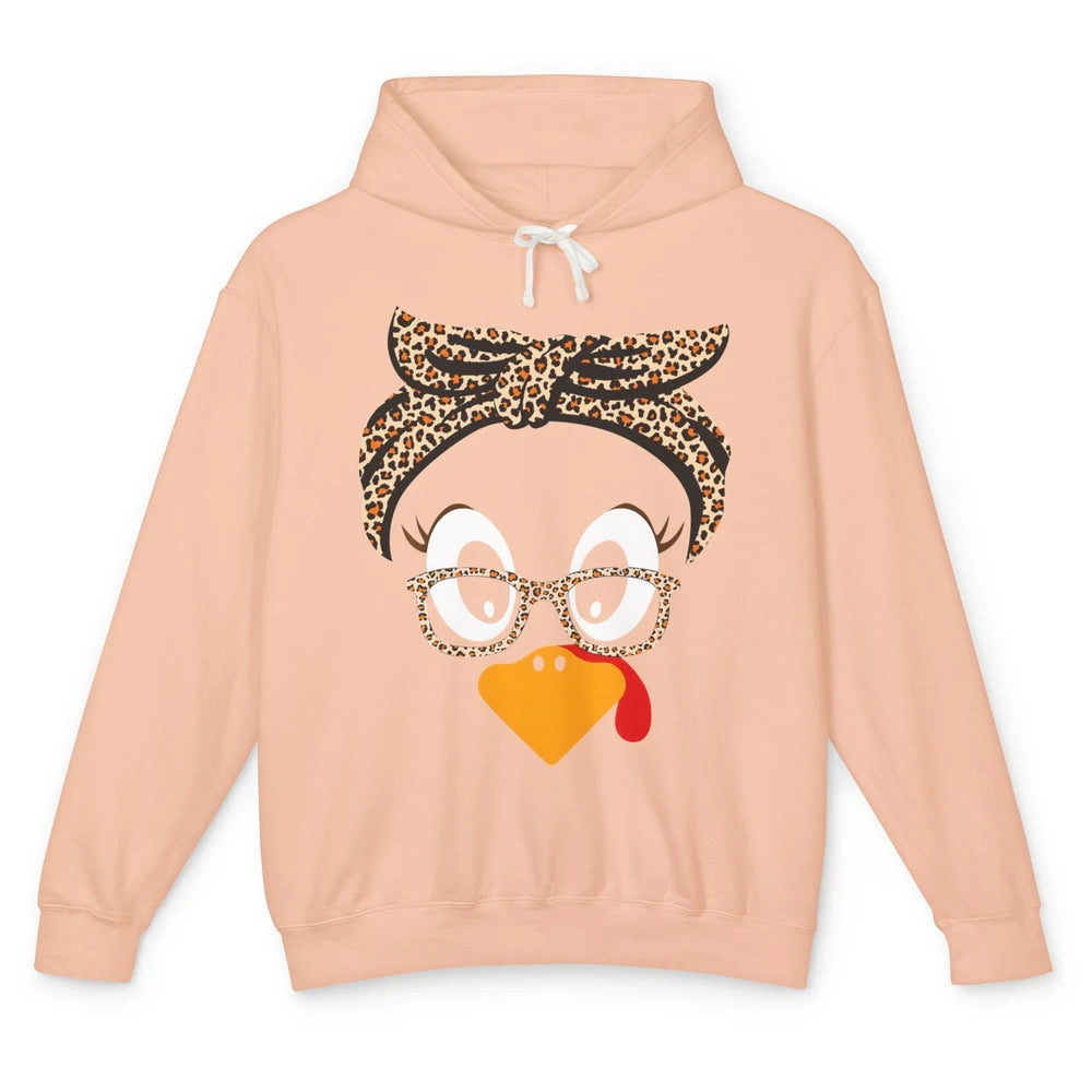 Cute Turkey Mom Leopard Glasses Thanksgiving Fall Turkey Day Unisex Lightweight Hoodie