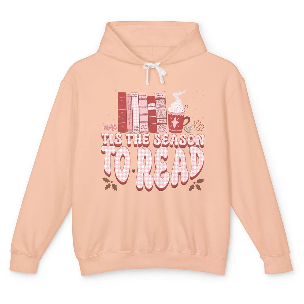 Tis The Season To Read Retro Christmas Book Reader Book Nerd Unisex Lightweight Hoodie