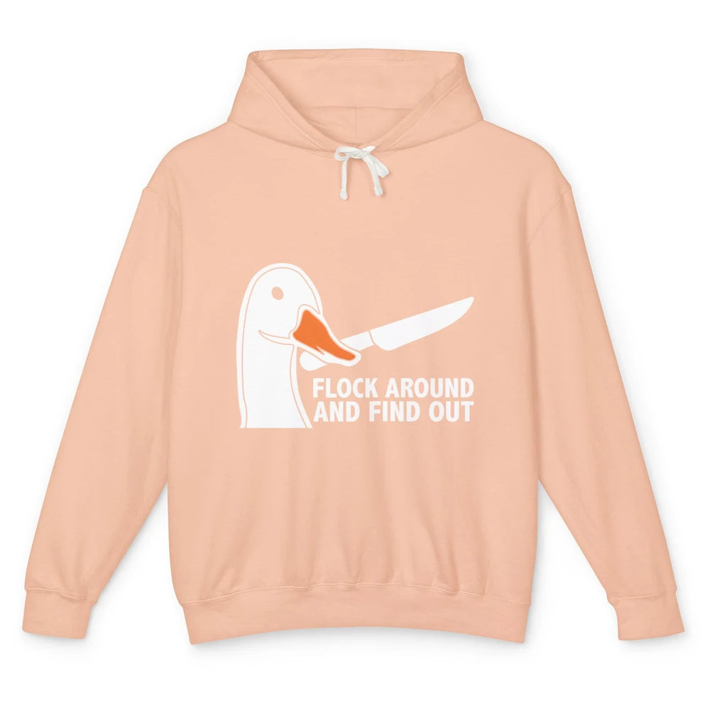 Flock Around And Find Out Goose With Knife Geese Meme Animal Unisex Lightweight Hoodie