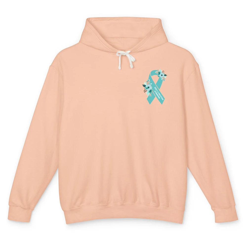 22q11.2 Deletion Syndrome Awareness Floral Teal Rainbow Unisex Lightweight Hoodie
