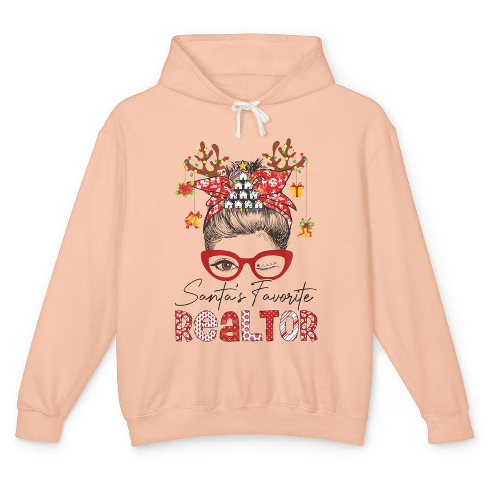 Merry Christmas Xmas Santa Messy Hair Realtor Real Estate Unisex Lightweight Hoodie