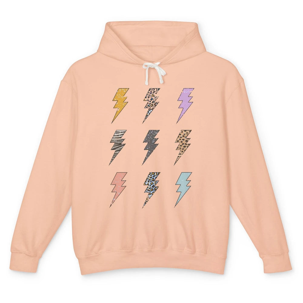 Preppy Lightning Bolt Colorful Leopard Cheetah Western Retro Unisex Lightweight Hoodie