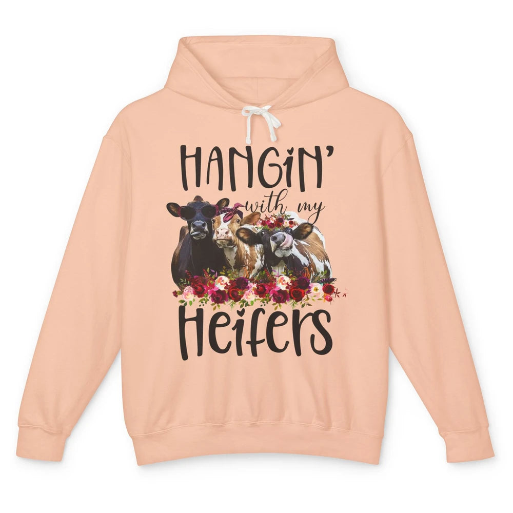 Funny Floral Heifer Hanging With My Heifer Cow Castle Farmer Unisex Lightweight Hoodie
