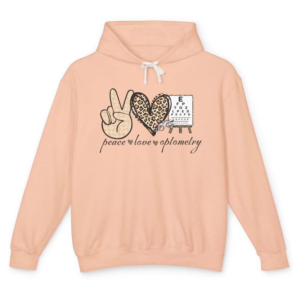 Peace Love Optometry Leopard Optometrist Optician Life Gift Unisex Lightweight Hoodie