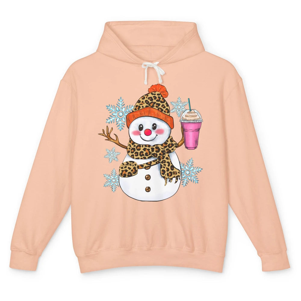 Retro Leopard Christmas Bougie Snowman Boojee Winter Holiday Unisex Lightweight Hoodie