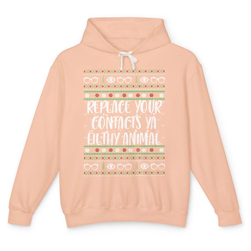 Optometry Christmas Tree Eyeglasses Replace Ya Contacts Ugly Unisex Lightweight Hoodie