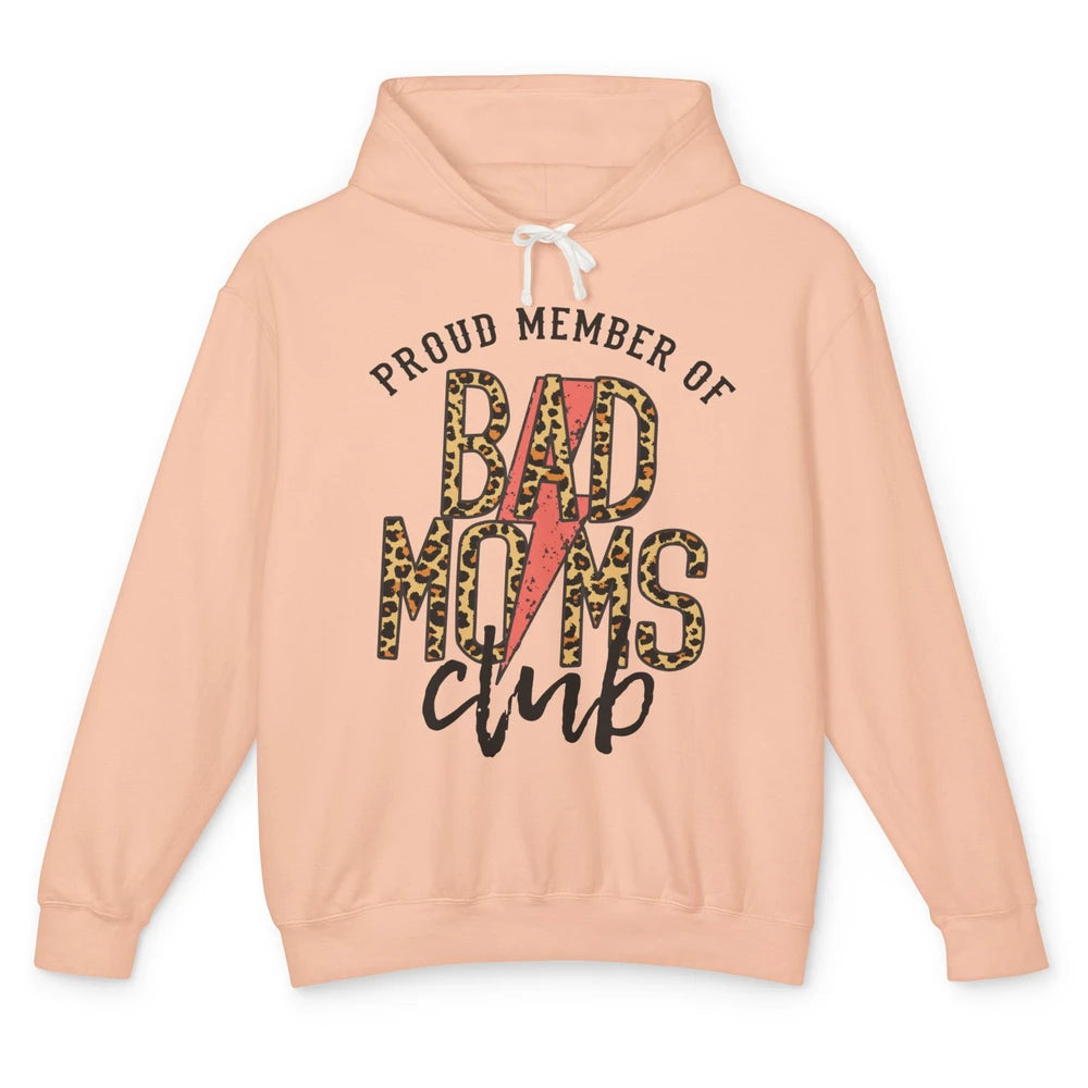 Leopard Proud Member Of Bad Moms Club Lightning Bolt Western Unisex Lightweight Hoodie