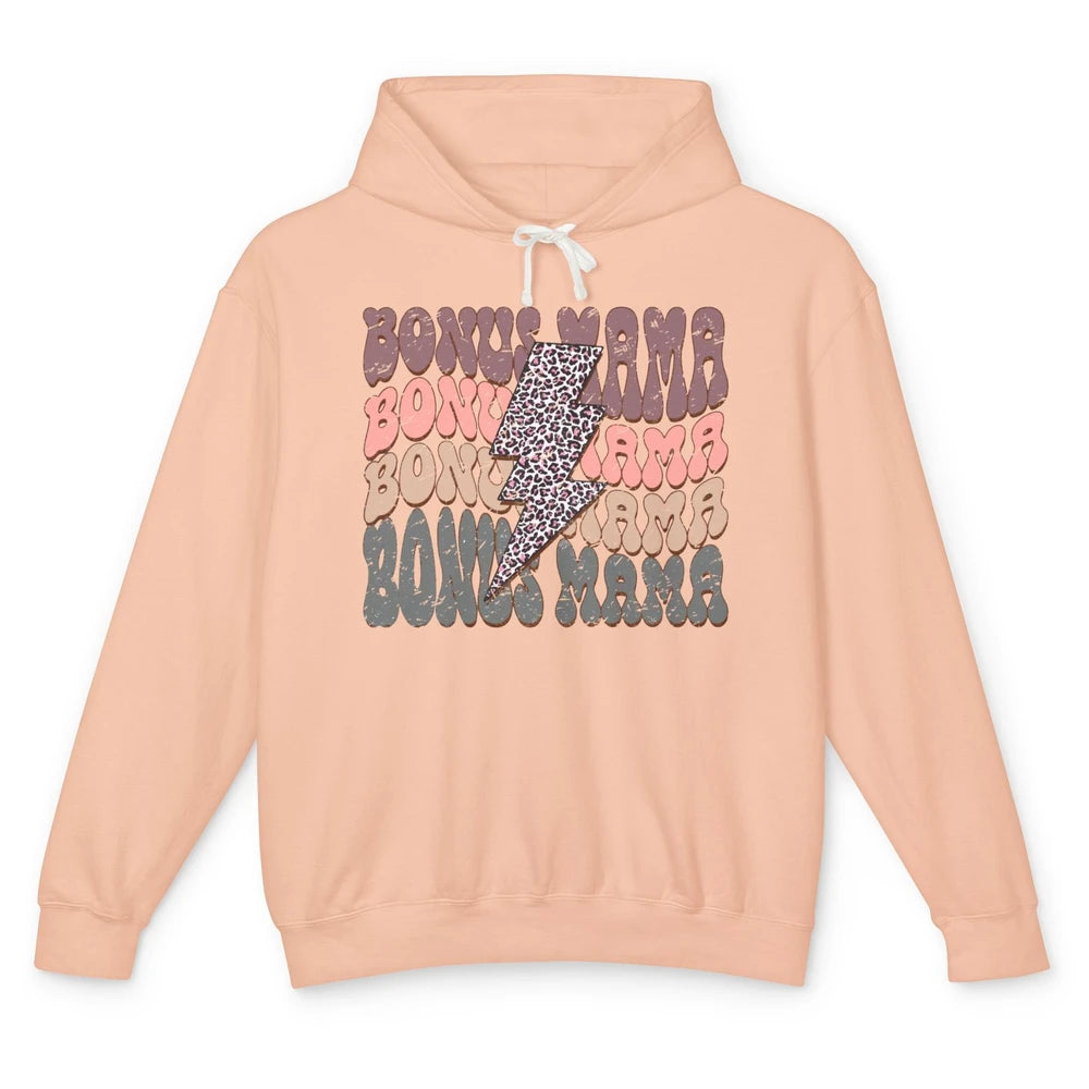 Retro Bonus Mama Leopard Lightning Bolt Western Stepmother Unisex Lightweight Hoodie