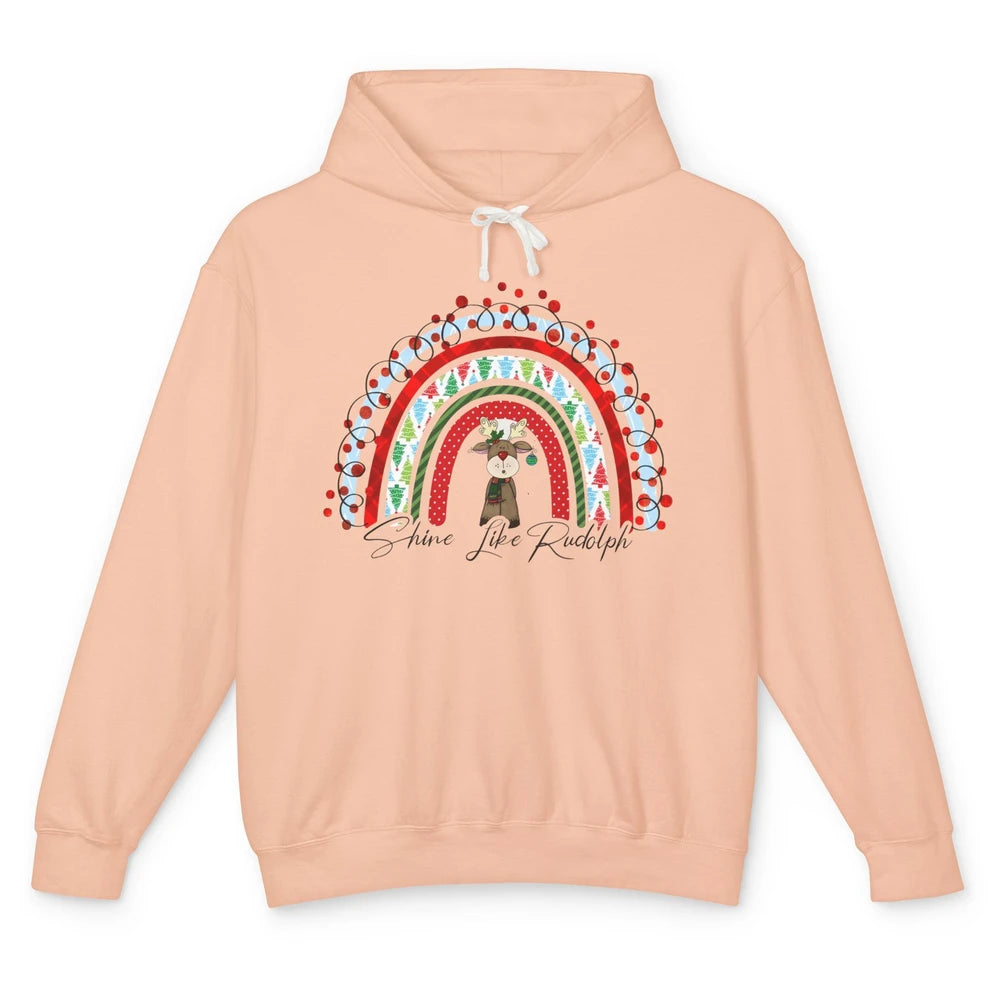 Boho Christmas Tree Rainbow Shine Like Reindeer Christmas Unisex Lightweight Hoodie