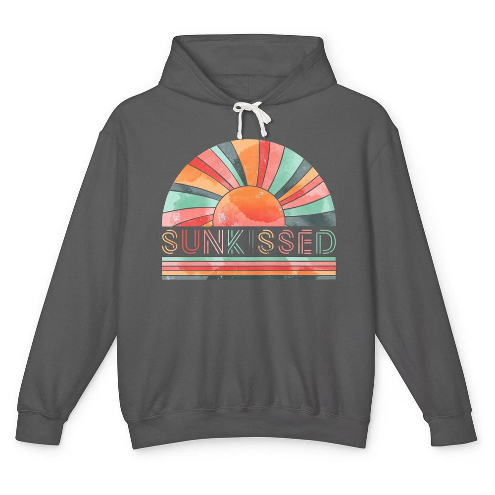 Retro Rainbow Sunkissed Summer Beach Life Vintage Boho Unisex Lightweight Hoodie