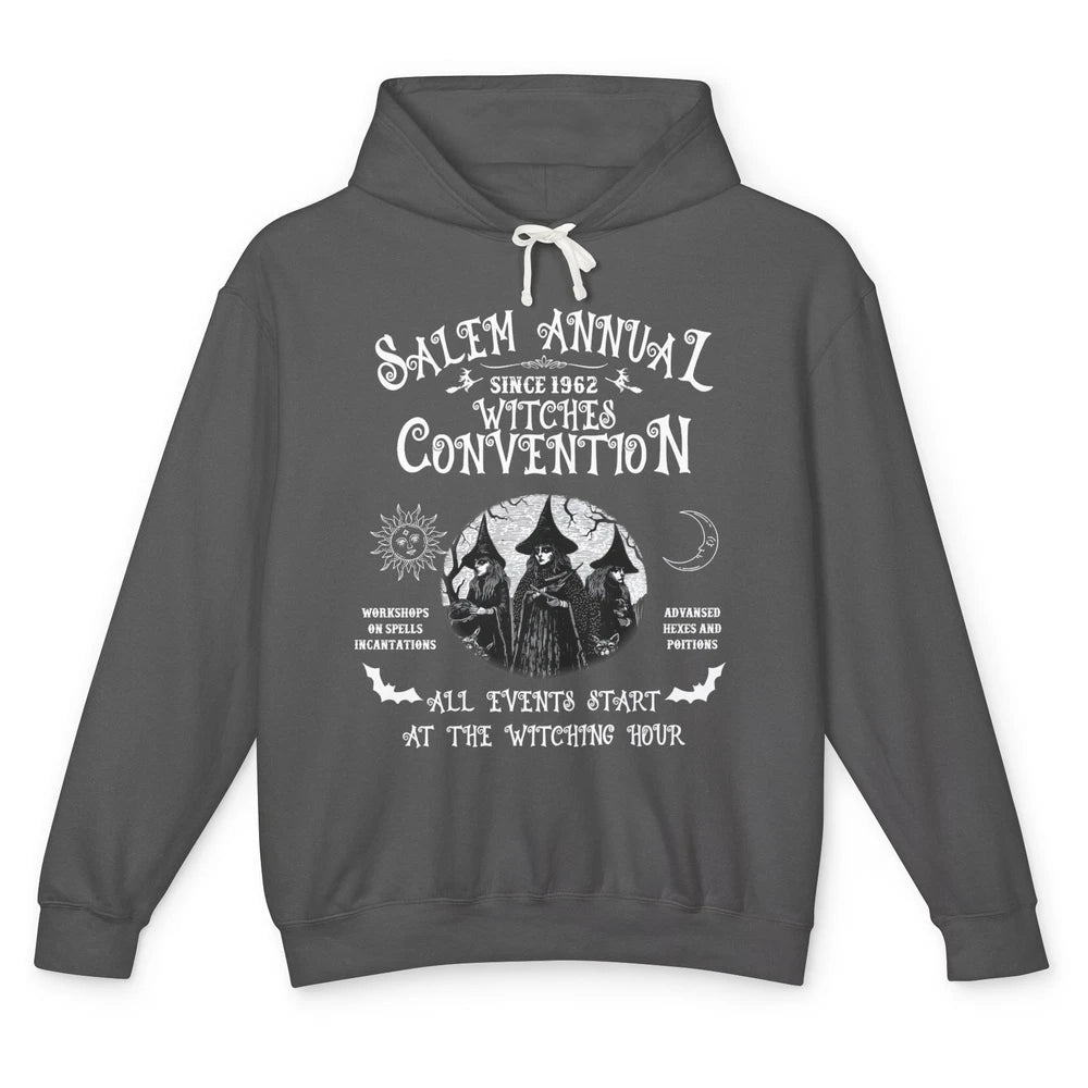 Retro Salem Annual Witches Convention Halloween Witch Magic Unisex Lightweight Hoodie