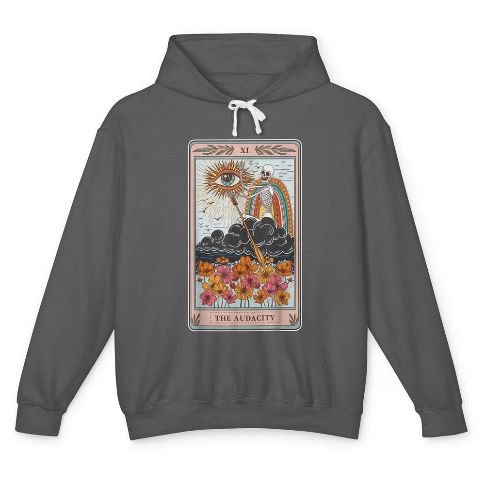 Tarot Card The Audacity Skeleton Mystical Eye Aesthetic Goth Unisex Lightweight Hoodie