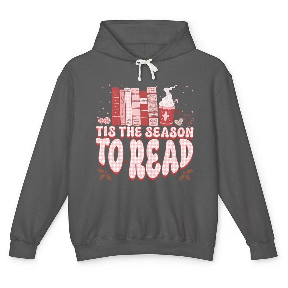 Tis The Season To Read Retro Christmas Book Reader Book Nerd Unisex Lightweight Hoodie